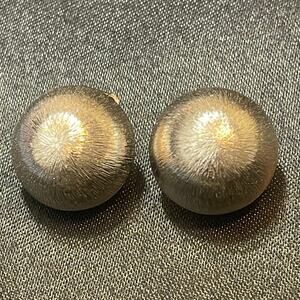 Vintage Napier Silver Tone Domed Clip On Earrings Mid Century